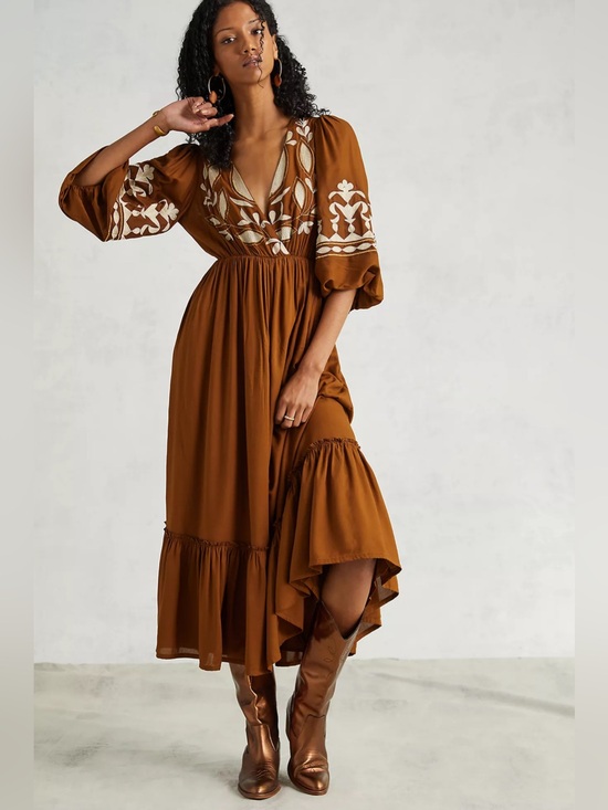Anthropologie Dresses & Skirts - Let Me Be Embroidered Open-Back Maxi Dress Anthropologie XS